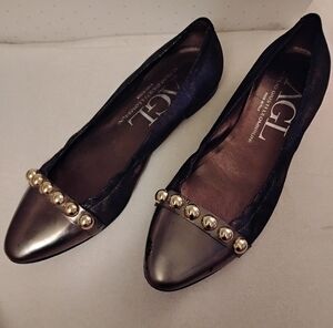 AGL Attilio Giusti Leombruni Metallic Cap-Toe Ballet Flats